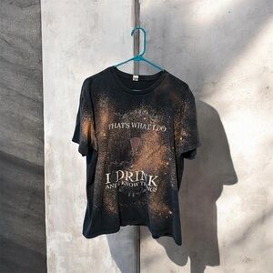 That’s What I Do I Drink Shirt Bleach Dyed Graphic Tee Black XL Grunge